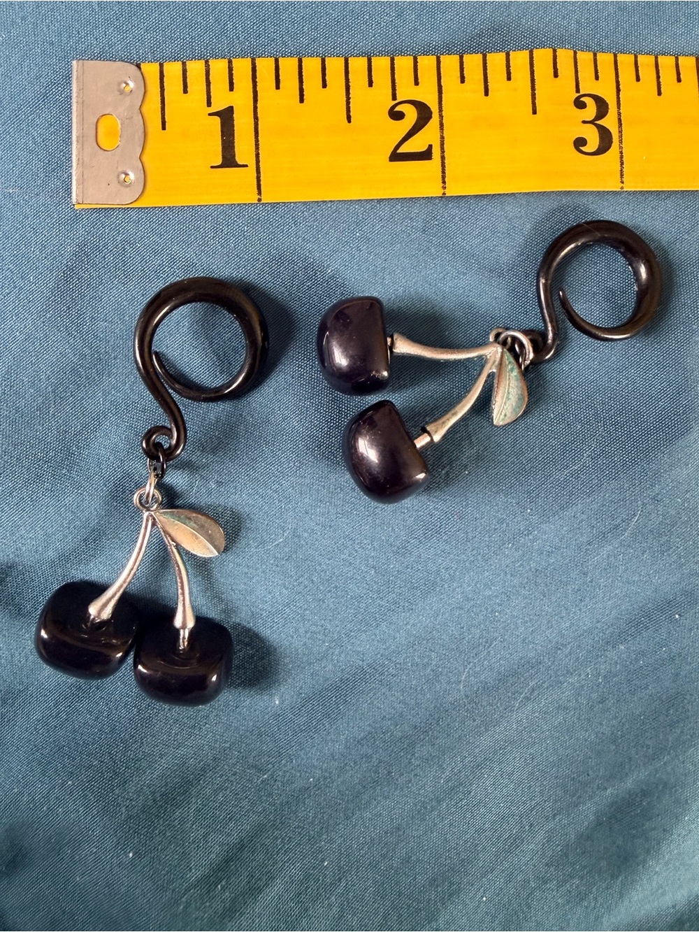 Cherry Spiral Ear Hangers for Stretched Ears Black Purple Dangle Earrings